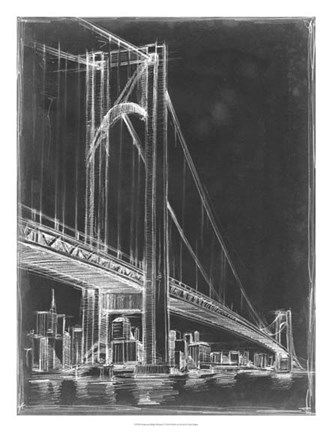 Framed Suspension Bridge Blueprint I Print
