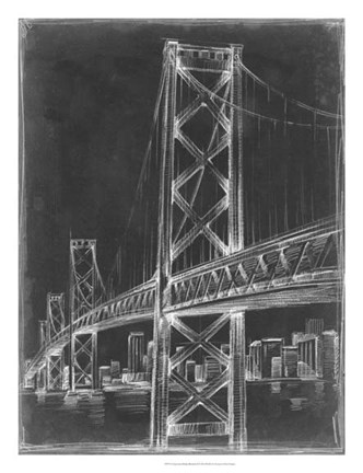Framed Suspension Bridge Blueprint II Print