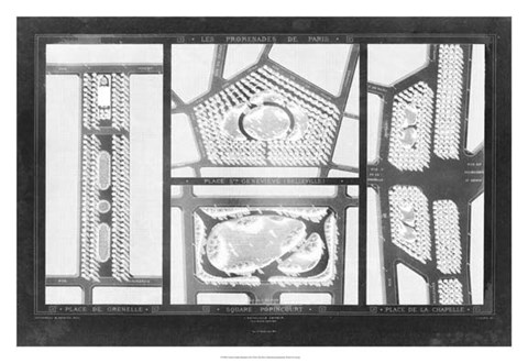 Framed French Garden Blueprint III Print