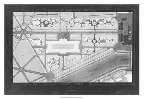 Framed French Garden Blueprint IV Print