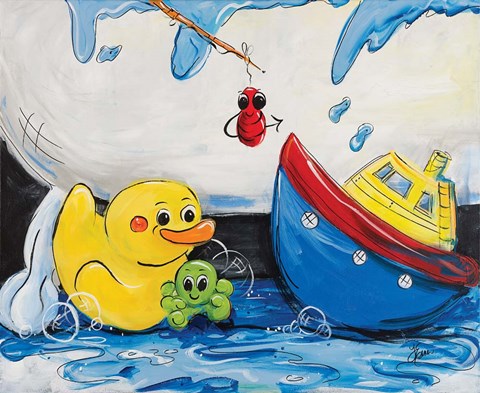 Framed Rubber Ducky and Boat Print