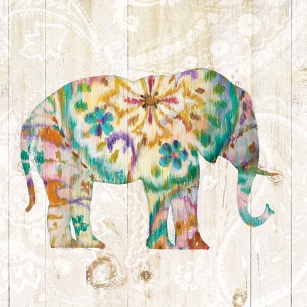 Framed Boho Paisley Elephant I Print