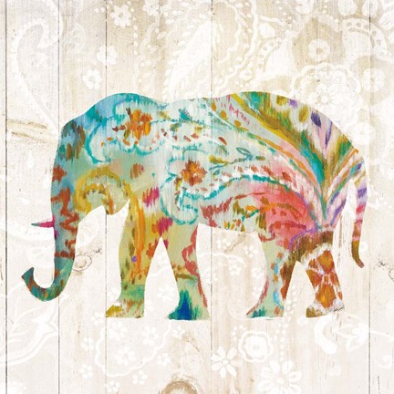 Framed Boho Paisley Elephant II Print