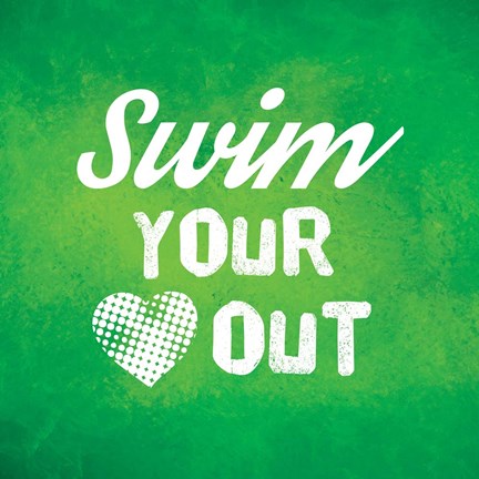 Framed Swim Your Heart Out - Green Vintage Print