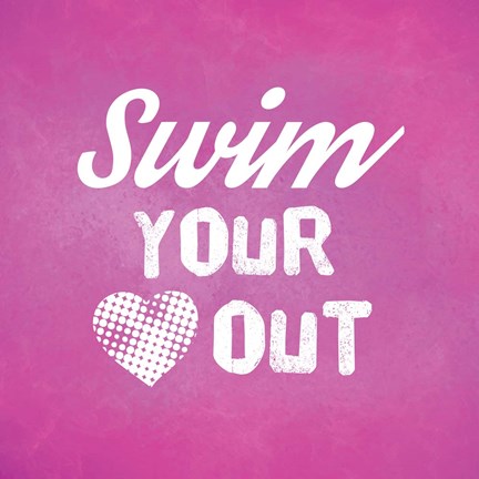 Framed Swim Your Heart Out - Pink Vintage Print