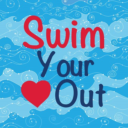 Framed Swim Your Heart Out - Girly Print