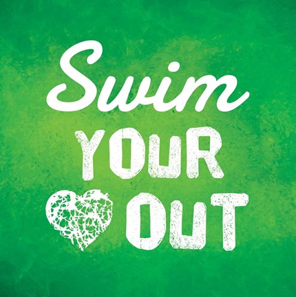 Framed Swim Your Heart Out - Green Print