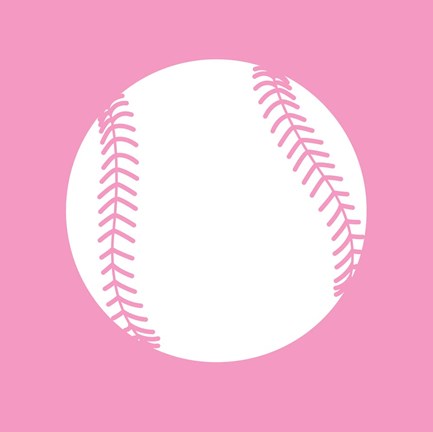 Framed White Softball on Baby Pink Print