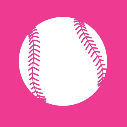 Framed White Softball on Pink Print