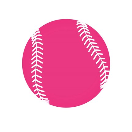 Framed Pink Softball on White Print