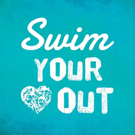 Framed Swim Your Heart Out - Teal Print