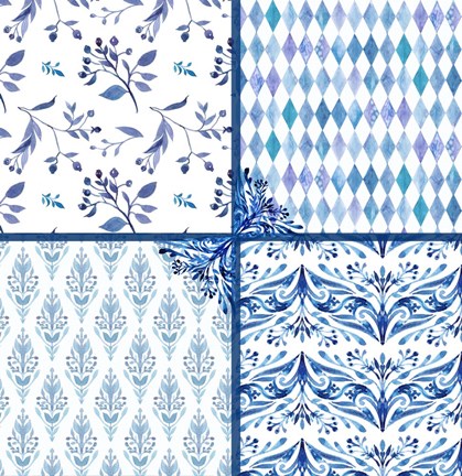 Framed Blue Patterns Print