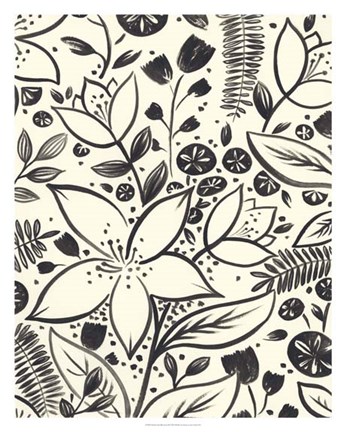 Framed Brushstroke Blossoms II Print