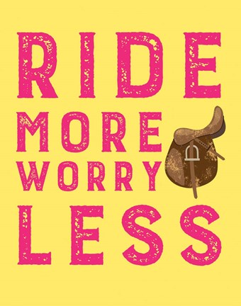 Framed Ride More Worry Less - Yellow Print