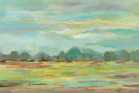 Framed Teal Forest Crop Print