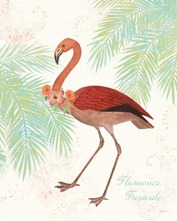 Framed Flamingo Tropicale II Print