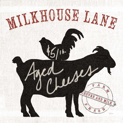 Framed Farm Linen Goat Black Print