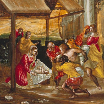 Framed Adoration of the Shepherds (manger scene) Print