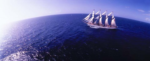 Framed Tall Ship at Sea, Puerto Rico Print