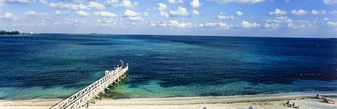 Framed Beach Pier, Nassau, Bahamas Print