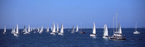 Framed Boats in Regatta, Brittany, France Print