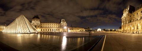 Framed Musee Du Louvre Lit Up at Dusk, Paris, France Print