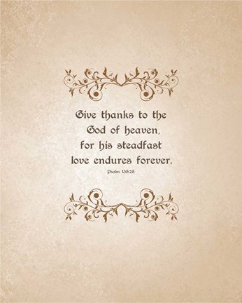 Framed Psalm 136:26, Give Thanks (Beige) Print