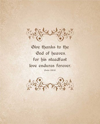 Framed Psalm 136:26, Give Thanks (Beige) Print