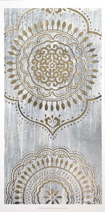 Framed Indigo Mandala I - Metallic Foil Print