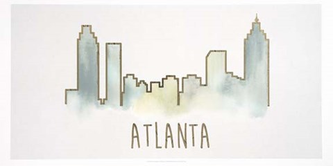 Framed Goldleaf City Silhouette I - Metallic Foil Print