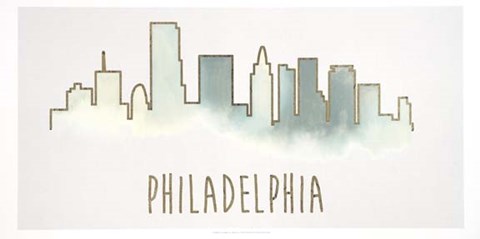 Framed Goldleaf City Silhouette VI - Metallic Foil Print