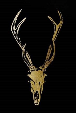 Framed Gold Foil Rustic Mount I on Black - Metallic Foil Print