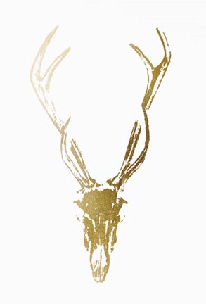 Framed Gold Foil Rustic Mount I on White - Metallic Foil Print