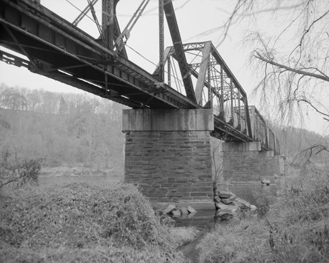 Framed GENERAL VIEW NORTH, SOUTHEAST SIDE FROM SOUTHEAST BANK. - Joshua Falls Bridge, Spanning James River at CSX Railroad, Lynchburg Print