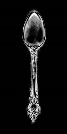 Framed Ornate Cutlery on Black II Print