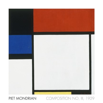 Framed Composition No. III / Fox Trot B with Black, Red, Blue and Yellow, 1929 Print