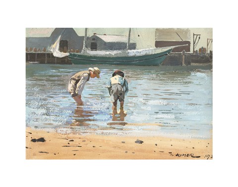 Framed Boys Wading, 1873 Print
