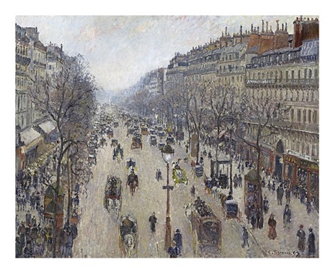 Framed Boulevard Montmartre, Morning, Cloudy Weather, 1897 Print