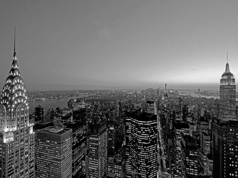 Framed Midtown and Lower Manhattan at dusk Print