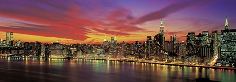 Framed Sunset Over New York (detail) Print