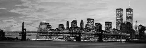 Framed Manhattan at Night BW Print