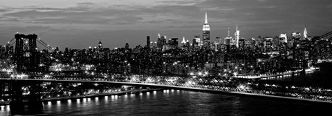 Framed Midtown Manhattan and Williamsburg Bridge 2 Print