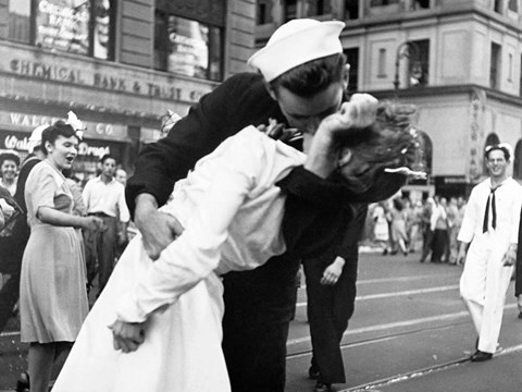 Framed Kissing the War Goodbye in Times Square, 1945 (detail) Print