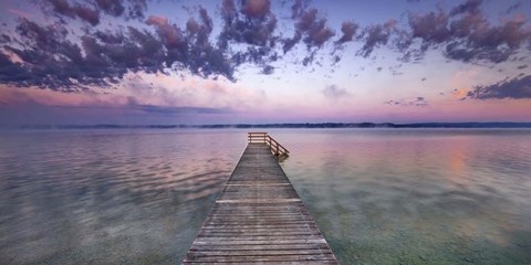 Framed Boat Ramp and Filigree Clouds, Bavaria, Germany Print
