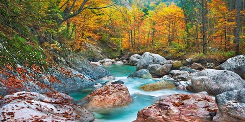 Framed Mountain Brook and Rocks, Carinthia, Austria Print