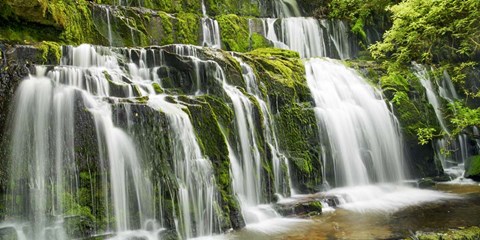 Framed Waterfall Purakaunui Falls, New Zealand Print