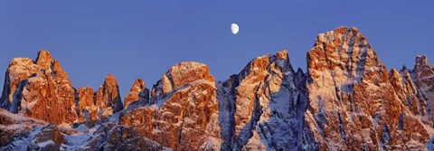 Framed Pale Di San Martino And Moon, Italy Print