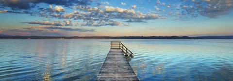 Framed Boat Ramp And Filigree Clouds, Bavaria, Germany Print