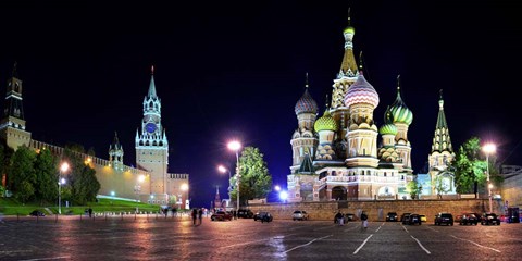 Framed Red Square at Night, Moscow Print