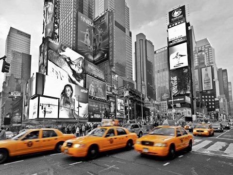 Framed Taxis in Times Square, NYC Print